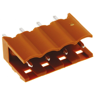 Weidmuller 5.08mm Pitch 4 Way Pluggable Terminal Block, Header, Through Hole, Solder Termination