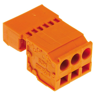Wago 5.08mm Pitch 3 Way Pluggable Terminal Block, Header, Snap-In, Spring Cage Termination