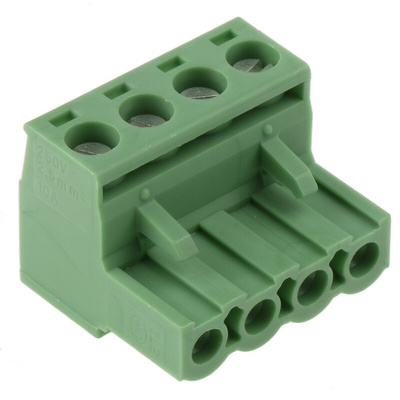 Phoenix Contact 5.08mm Pitch 4 Way Pluggable Terminal Block, Plug, Cable Mount, Screw Termination