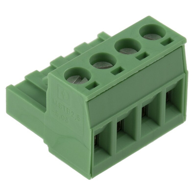 Phoenix Contact 5.08mm Pitch 4 Way Pluggable Terminal Block, Plug, Cable Mount, Screw Termination
