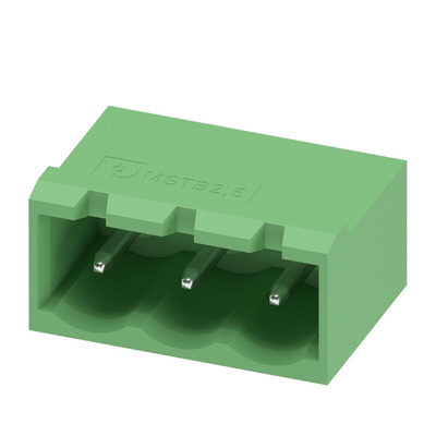 Phoenix Contact 5.08mm Pitch 3 Way Right Angle Pluggable Terminal Block, Header, Wave Soldering, Solder Termination