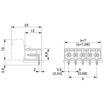 Phoenix Contact 5.08mm Pitch 4 Way Right Angle Pluggable Terminal Block, Header, Wave Soldering, Solder Termination