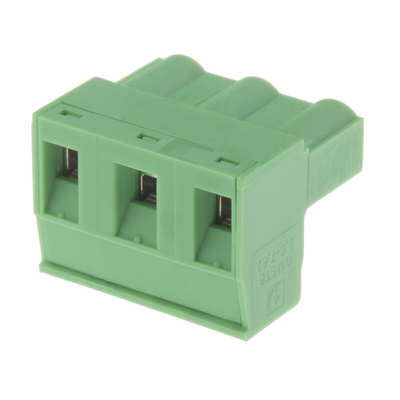 Phoenix Contact 7.62mm Pitch 3 Way Pluggable Terminal Block, Plug, Cable Mount, Screw Termination