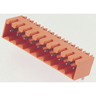 Weidmuller 3.5mm Pitch 16 Way Right Angle Pluggable Terminal Block, Header, Through Hole, Solder Termination