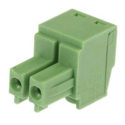 Phoenix Contact 3.81mm Pitch 2 Way Pluggable Terminal Block, Plug, Cable Mount, Screw Termination
