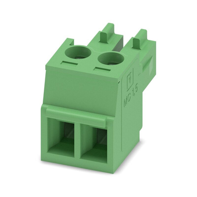 Phoenix Contact 3.81mm Pitch 2 Way Pluggable Terminal Block, Plug, Cable Mount, Screw Termination