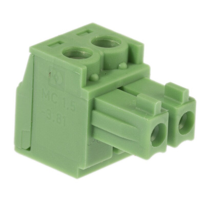 Phoenix Contact 3.81mm Pitch 2 Way Pluggable Terminal Block, Plug, Cable Mount, Screw Termination