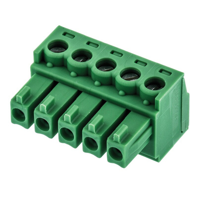 Phoenix Contact 3.81mm Pitch 5 Way Pluggable Terminal Block, Plug, Cable Mount, Screw Termination