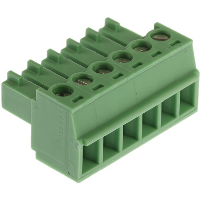 Phoenix Contact 3.81mm Pitch 6 Way Pluggable Terminal Block, Plug, Cable Mount, Screw Termination