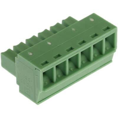 Phoenix Contact 3.81mm Pitch 6 Way Pluggable Terminal Block, Plug, Cable Mount, Screw Termination