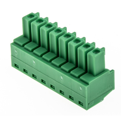 Phoenix Contact 3.81mm Pitch 8 Way Pluggable Terminal Block, Plug, Cable Mount, Screw Termination