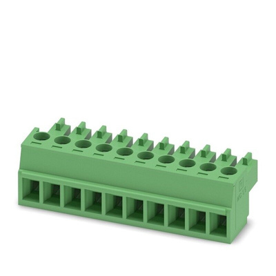 Phoenix Contact 3.81mm Pitch 10 Way Pluggable Terminal Block, Plug, Cable Mount, Screw Termination
