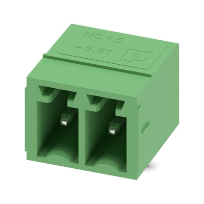 Phoenix Contact 3.81mm Pitch 2 Way Right Angle Pluggable Terminal Block, Header, Through Hole, Solder Termination