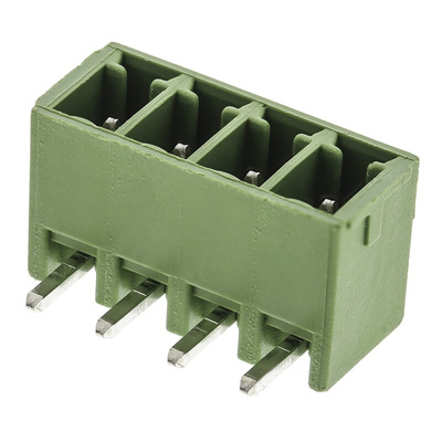 Phoenix Contact 3.81mm Pitch 4 Way Right Angle Pluggable Terminal Block, Header, Through Hole, Solder Termination