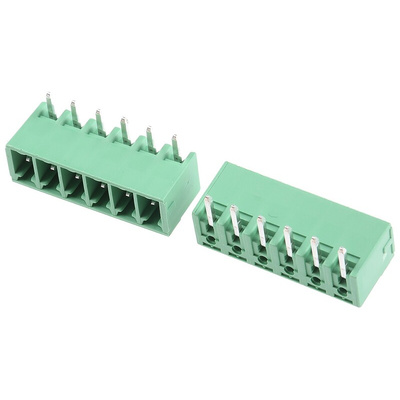 Phoenix Contact 3.81mm Pitch 6 Way Right Angle Pluggable Terminal Block, Header, Through Hole, Solder Termination