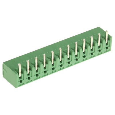Phoenix Contact 3.81mm Pitch 12 Way Right Angle Pluggable Terminal Block, Header, Through Hole, Solder Termination