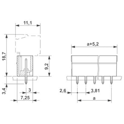 Phoenix Contact 3.81mm Pitch 5 Way Pluggable Terminal Block, Header, Solder Termination