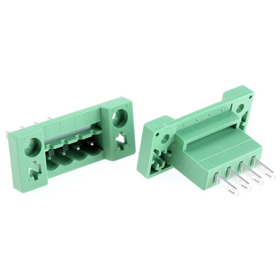 Phoenix Contact 5.08mm Pitch 4 Way Pluggable Terminal Block, Feed Through Header, Panel Mount, Solder/Slip on