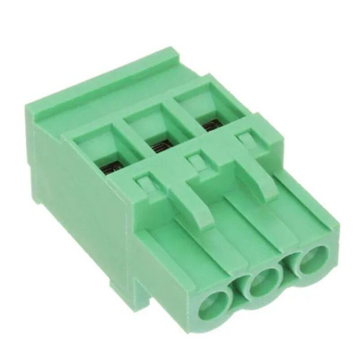 RS PRO 5mm Pitch 3 Way Pluggable Terminal Block, Plug, Free Hanging (In Line)