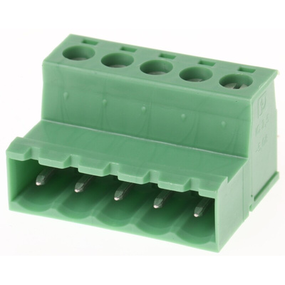 Phoenix Contact 5.08mm Pitch 5 Way Pluggable Terminal Block, Inverted Plug, Cable Mount, Screw Termination