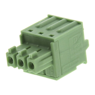 Phoenix Contact 3.81mm Pitch 3 Way Pluggable Terminal Block, Plug, Cable Mount, Spring Cage Termination