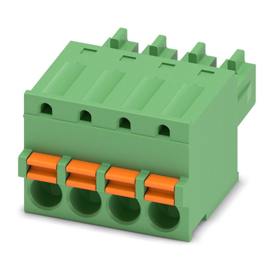 Phoenix Contact 3.81mm Pitch 4 Way Pluggable Terminal Block, Plug, Cable Mount, Spring Cage Termination