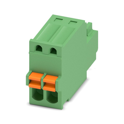 Phoenix Contact 2.5mm Pitch 2 Way Pluggable Terminal Block, Plug, Cable Mount, Spring Cage Termination
