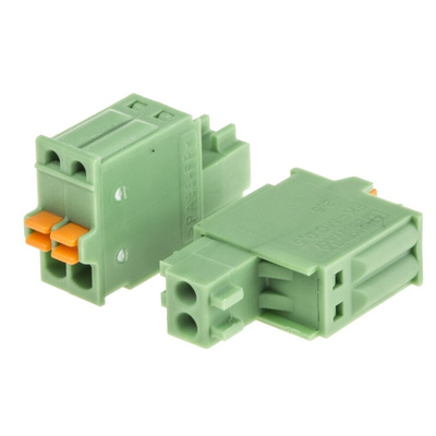 Phoenix Contact 2.5mm Pitch 2 Way Pluggable Terminal Block, Plug, Cable Mount, Spring Cage Termination