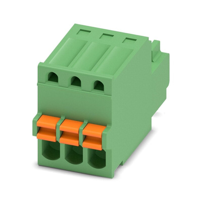 Phoenix Contact 2.5mm Pitch 3 Way Pluggable Terminal Block, Plug, Cable Mount, Spring Cage Termination