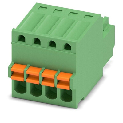 Phoenix Contact 2.5mm Pitch 4 Way Pluggable Terminal Block, Plug, Cable Mount, Spring Cage Termination