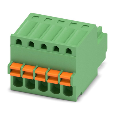 Phoenix Contact 2.5mm Pitch 5 Way Pluggable Terminal Block, Plug, Cable Mount, Spring Cage Termination