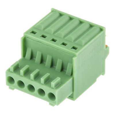 Phoenix Contact 2.5mm Pitch 5 Way Pluggable Terminal Block, Plug, Cable Mount, Spring Cage Termination