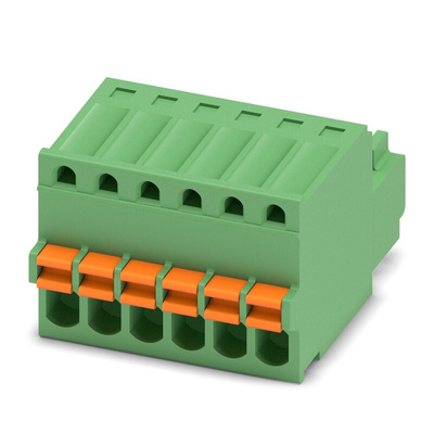 Phoenix Contact 2.5mm Pitch 6 Way Pluggable Terminal Block, Plug, Cable Mount, Spring Cage Termination