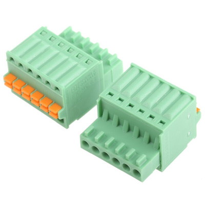 Phoenix Contact 2.5mm Pitch 6 Way Pluggable Terminal Block, Plug, Cable Mount, Spring Cage Termination