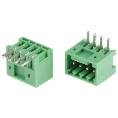 Phoenix Contact 2.5mm Pitch 4 Way Right Angle Pluggable Terminal Block, Header, Through Hole, Solder Termination