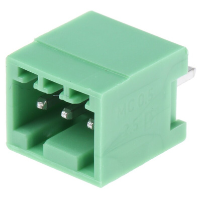 Phoenix Contact 2.5mm Pitch 3 Way Pluggable Terminal Block, Header, Solder Termination