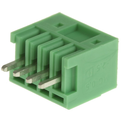 Phoenix Contact 2.5mm Pitch 4 Way Pluggable Terminal Block, Header, Solder Termination