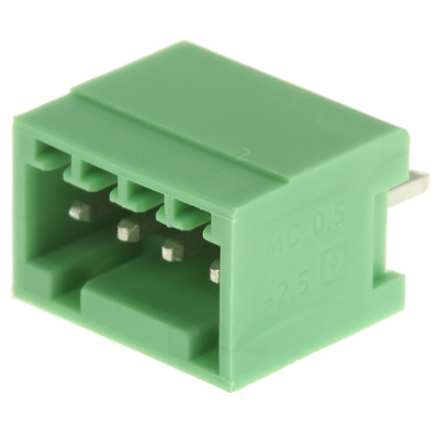 Phoenix Contact 2.5mm Pitch 4 Way Pluggable Terminal Block, Header, Solder Termination