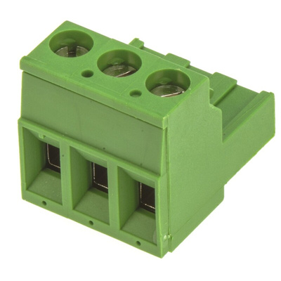 TE Connectivity 5.08mm Pitch 3 Way Pluggable Terminal Block, Plug, Cable Mount, Screw Down Termination