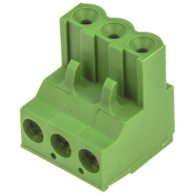 TE Connectivity 5.08mm Pitch 3 Way Pluggable Terminal Block, Plug, Cable Mount, Screw Down Termination