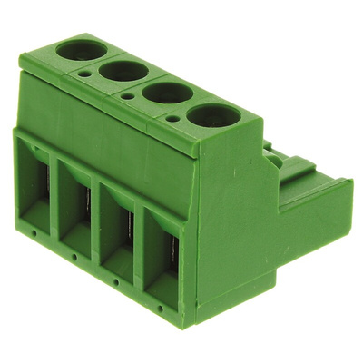 TE Connectivity 5.08mm Pitch 4 Way Pluggable Terminal Block, Plug, Cable Mount, Screw Down Termination
