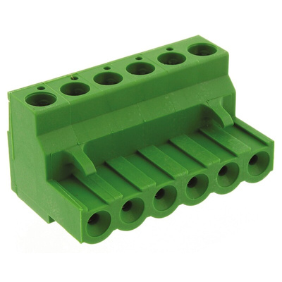TE Connectivity 5.08mm Pitch 6 Way Pluggable Terminal Block, Plug, Cable Mount, Screw Down Termination
