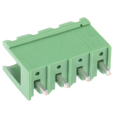 TE Connectivity 5.08mm Pitch 4 Way Pluggable Terminal Block, Header, Through Hole, Solder Termination
