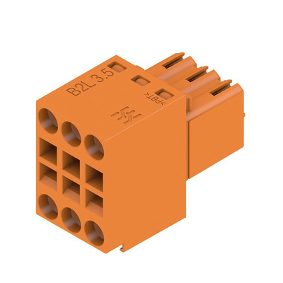 Weidmuller 3.5mm Pitch 6 Way Pluggable Terminal Block, Plug, Cable Mount, Screw Termination