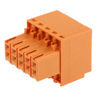 Weidmuller 3.5mm Pitch 10 Way Pluggable Terminal Block, Plug, Cable Mount, Screw Termination