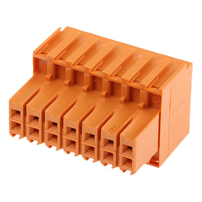 Weidmuller 3.5mm Pitch 14 Way Pluggable Terminal Block, Plug, Cable Mount, Screw Termination