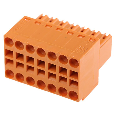 Weidmuller 3.5mm Pitch 14 Way Pluggable Terminal Block, Plug, Cable Mount, Screw Termination