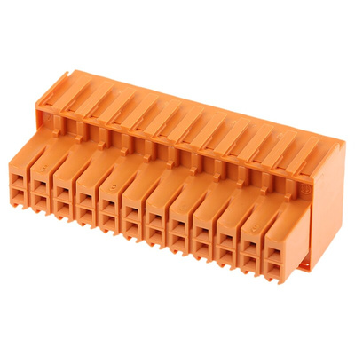 Weidmuller 3.5mm Pitch 24 Way Pluggable Terminal Block, Plug, Cable Mount, Screw Termination