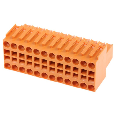 Weidmuller 3.5mm Pitch 24 Way Pluggable Terminal Block, Plug, Cable Mount, Screw Termination