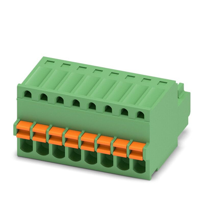 Phoenix Contact 2.5mm Pitch 8 Way Pluggable Terminal Block, Plug, Push-In, Spring Cage Termination